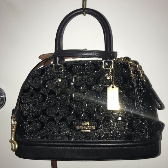 Coach Handbags - COACH dome embossed black gold bag top handle